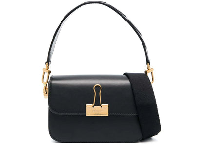 off-white binder leather shoulder bag black