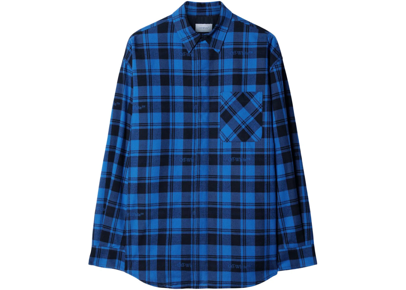 off-white checked flannel shirt royal blue/black