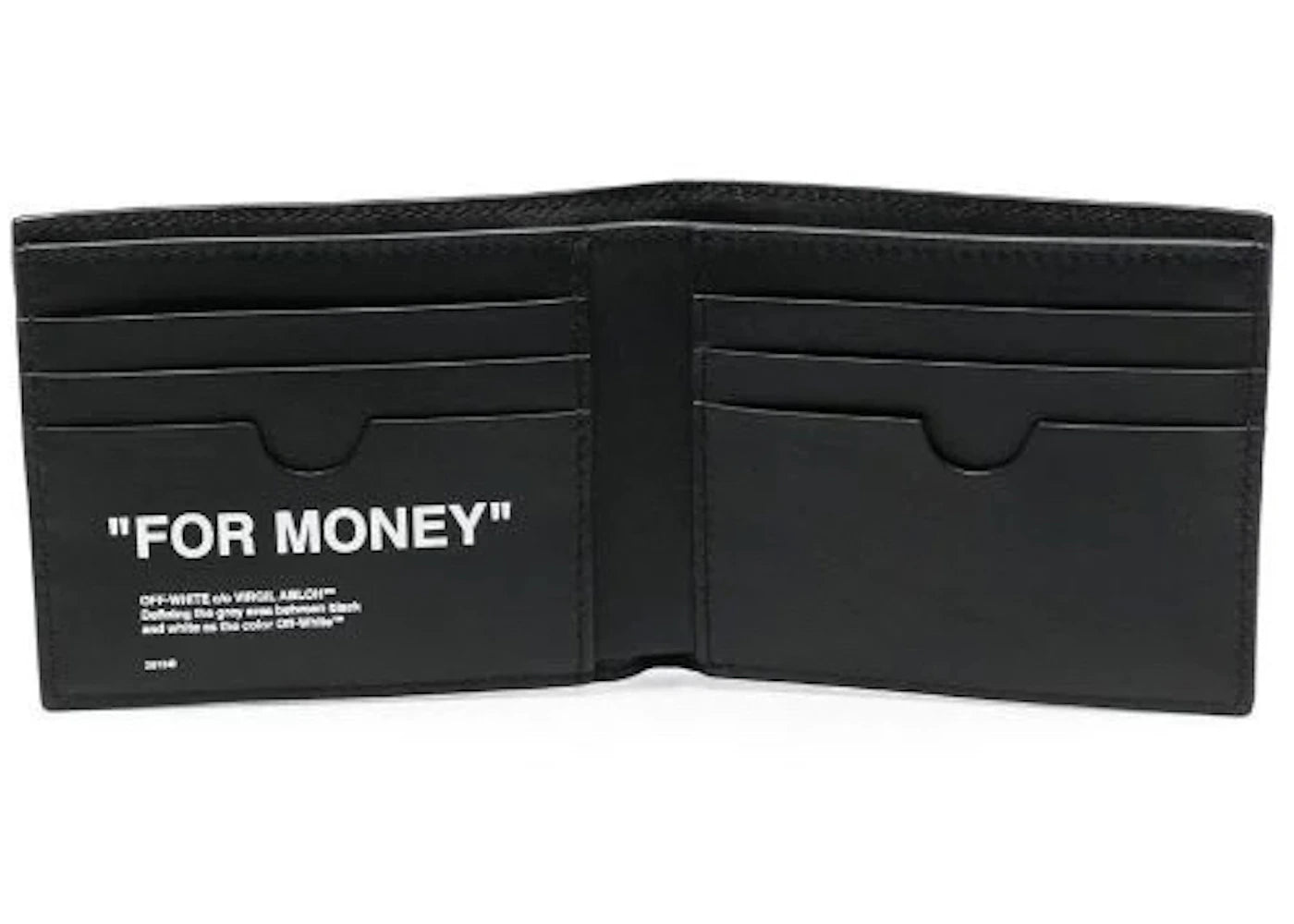 off-white quote "for money" bifold wallet black/white