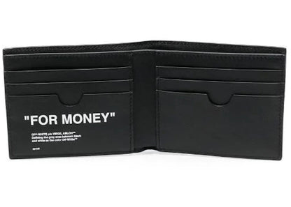 off-white quote "for money" bifold wallet black/white