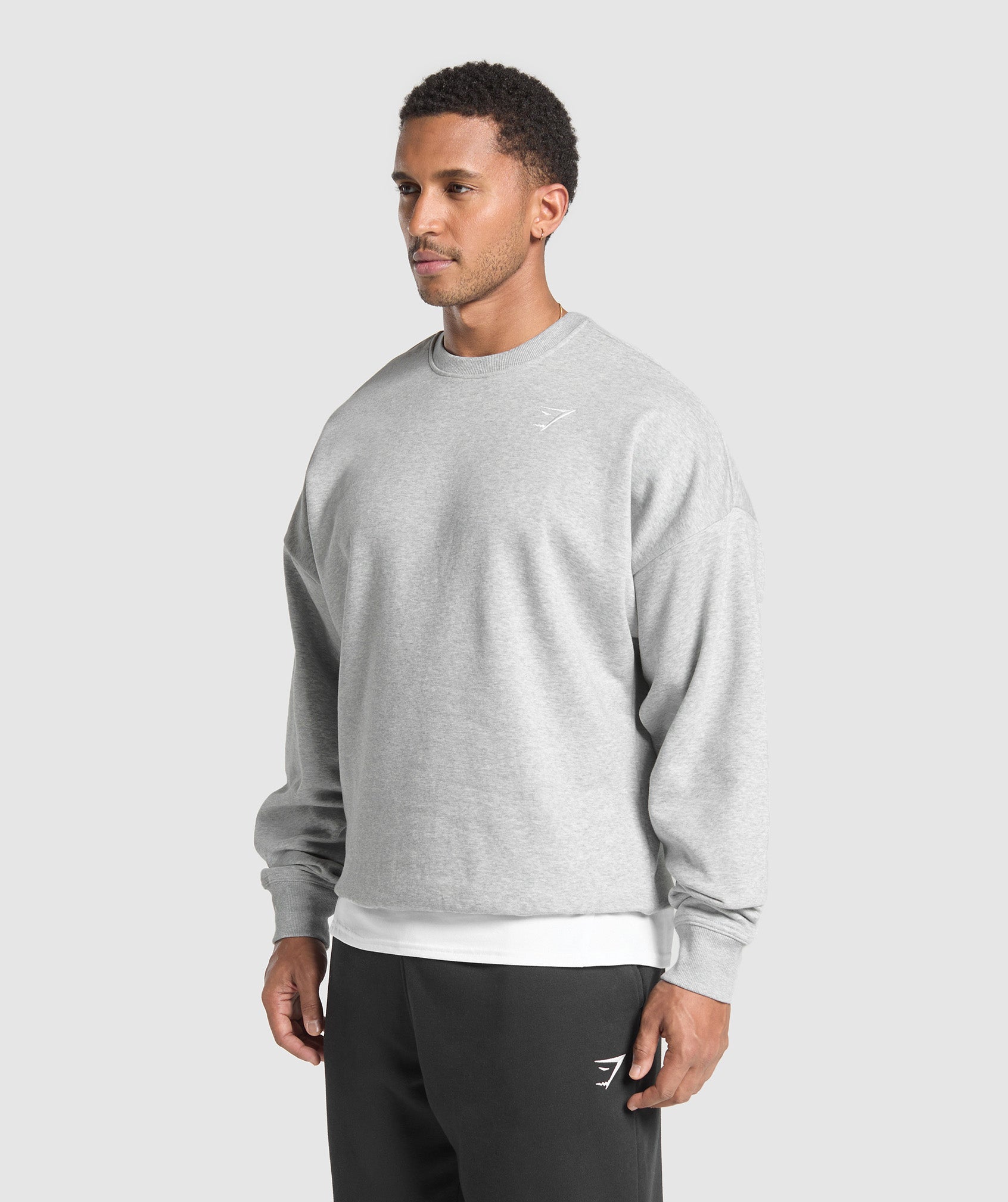 Gymshark Oversized Crest Crew Light Grey Core Marl