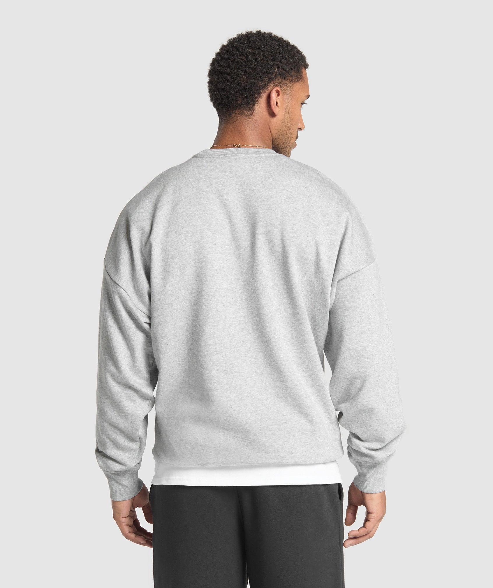 Gymshark Oversized Crest Crew Light Grey Core Marl