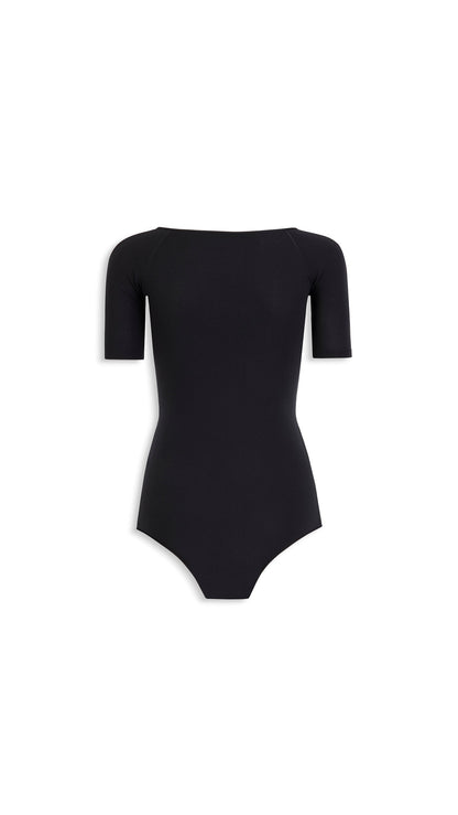 Alaïa Short Sleeves Second-Skin Knit Bodysuit