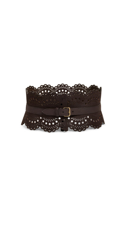 Alaïa Bustier Belt In Perforated Vienne Nubuck