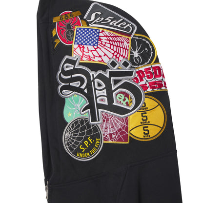 Sp5der Patchwork ZIP Hoodie
