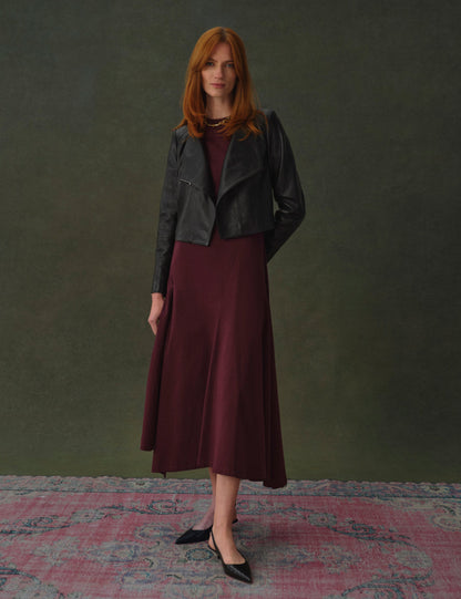 Ted Baker Riyoze Wrap Front Cropped Leather Jacket Women's