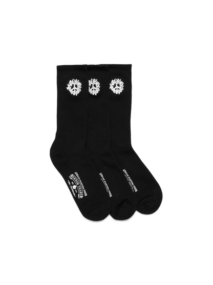 Denim Tears Cotton Peace Wreath 3-Pack Socks Black