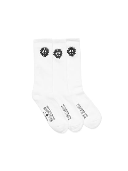Denim Tears Cotton Peace Wreath 3-Pack Socks White