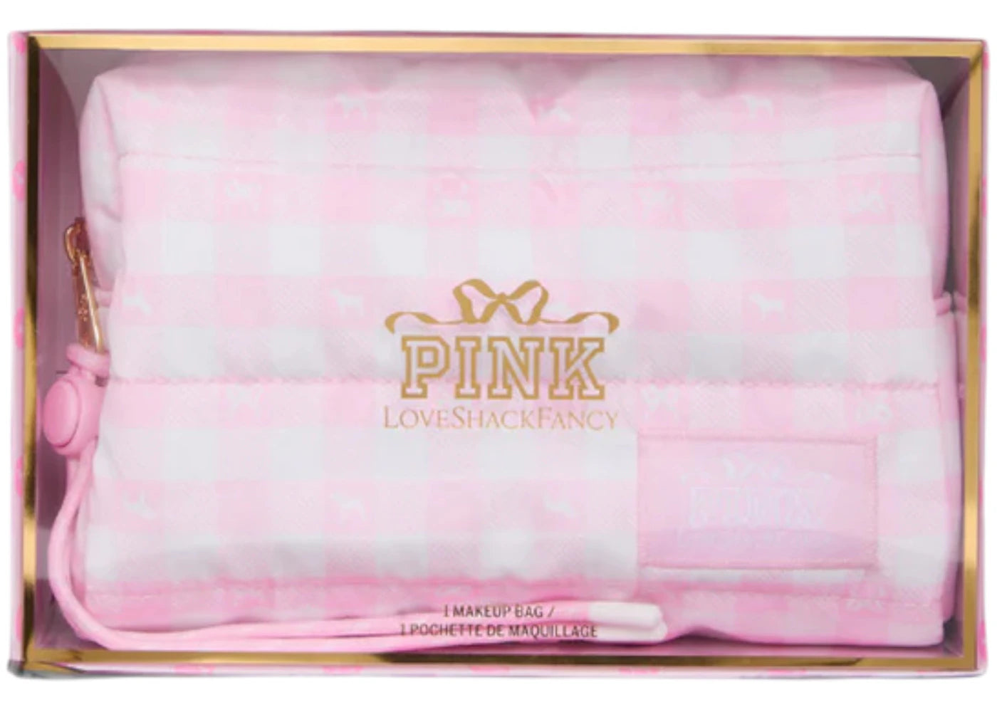 Pink X Loveshackfancy Makeup Bag Icon Gingham
