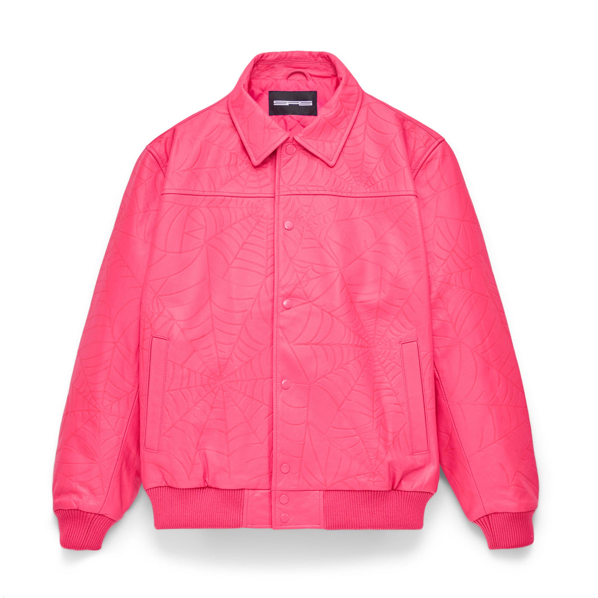 Sp5der Debossed WEB Leather Jacket
