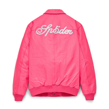 Sp5der Debossed WEB Leather Jacket