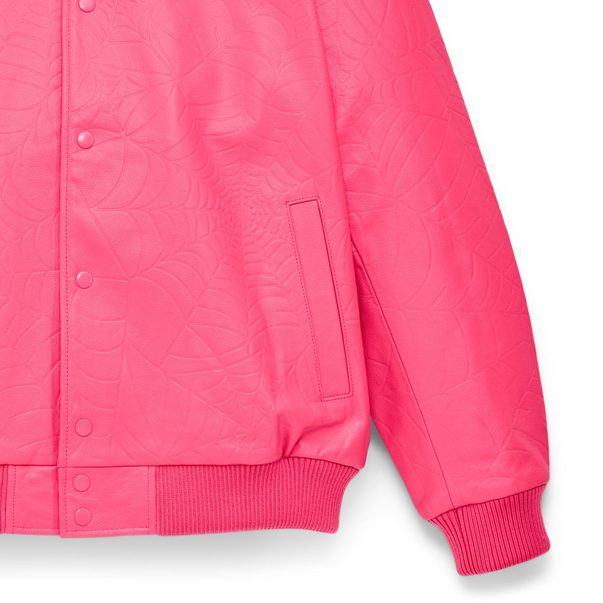 Sp5der Debossed WEB Leather Jacket