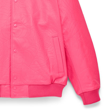 Sp5der Debossed WEB Leather Jacket