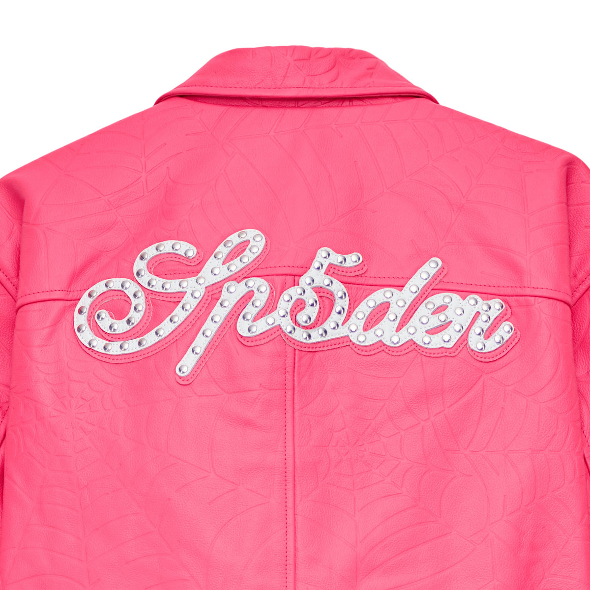 Sp5der Debossed WEB Leather Jacket