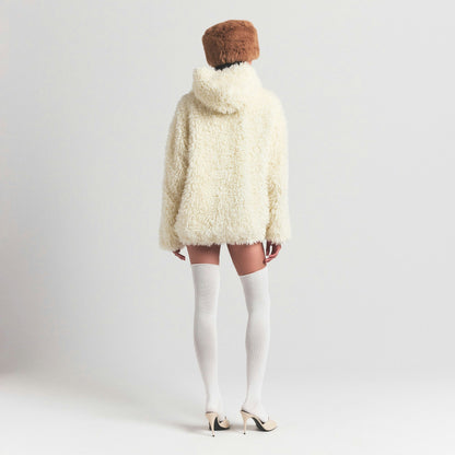 Skims Faux Fur Hoodie Egret