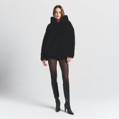 Skims Faux Fur Hoodie Onyx