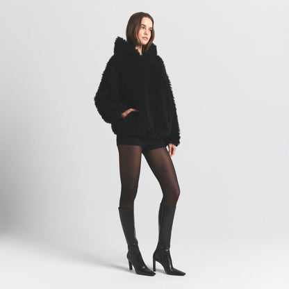 Skims Faux Fur Hoodie Onyx
