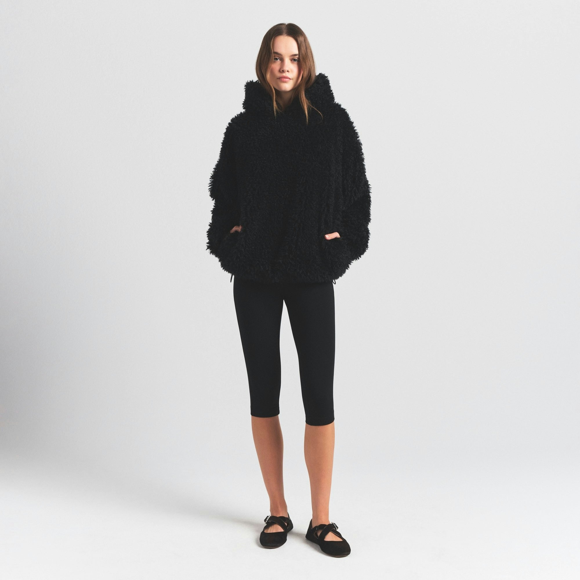 Skims Faux Fur Hoodie Onyx