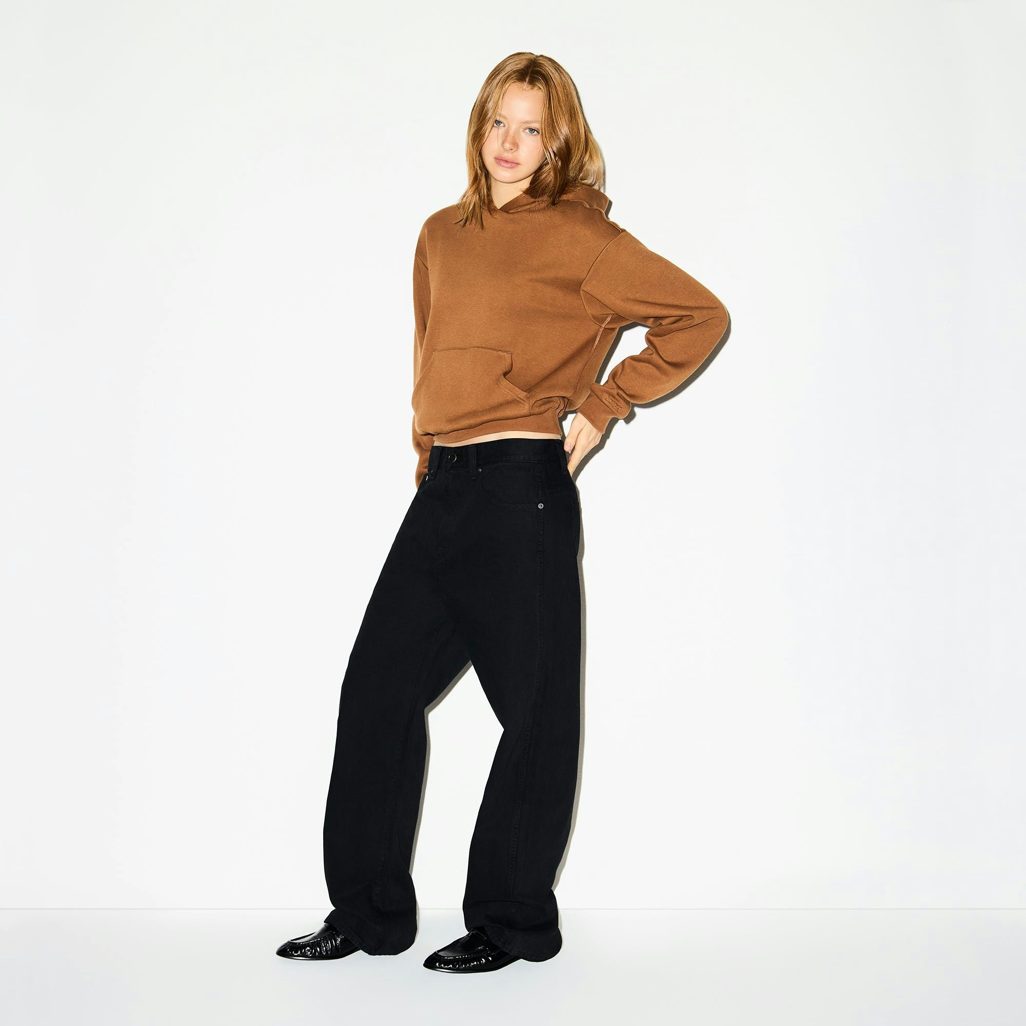 Skims Cotton Fleece Classic Hoodie Bison