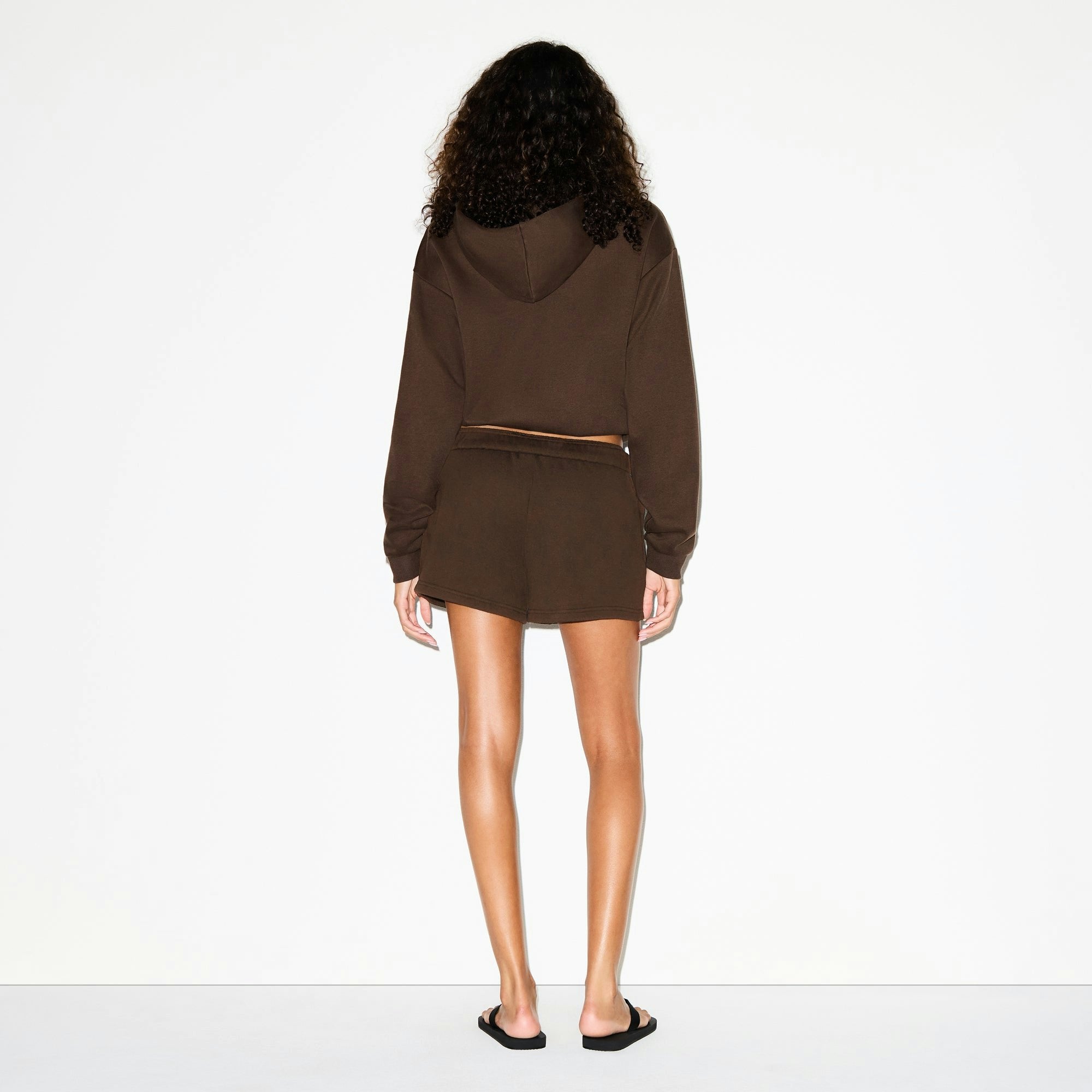 Skims Cotton Fleece Classic Hoodie Dark Sepia