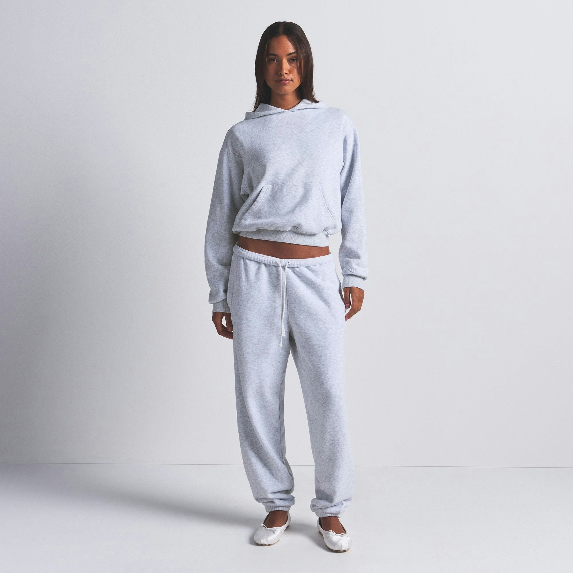 Skims Cotton Fleece Classic Hoodie Light Heather Grey