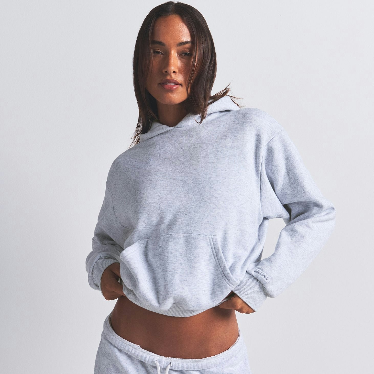 Skims Cotton Fleece Classic Hoodie Light Heather Grey