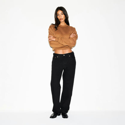 Skims Cotton Fleece Classic Crewneck Bison