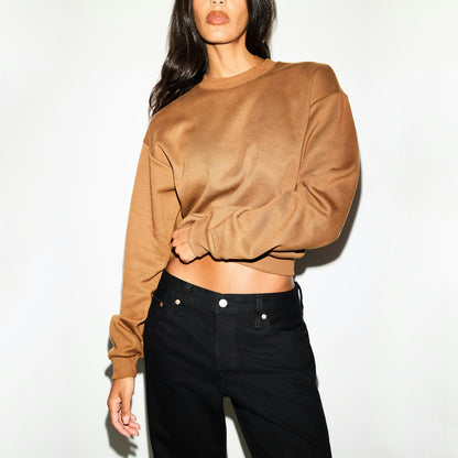 Skims Cotton Fleece Classic Crewneck Bison