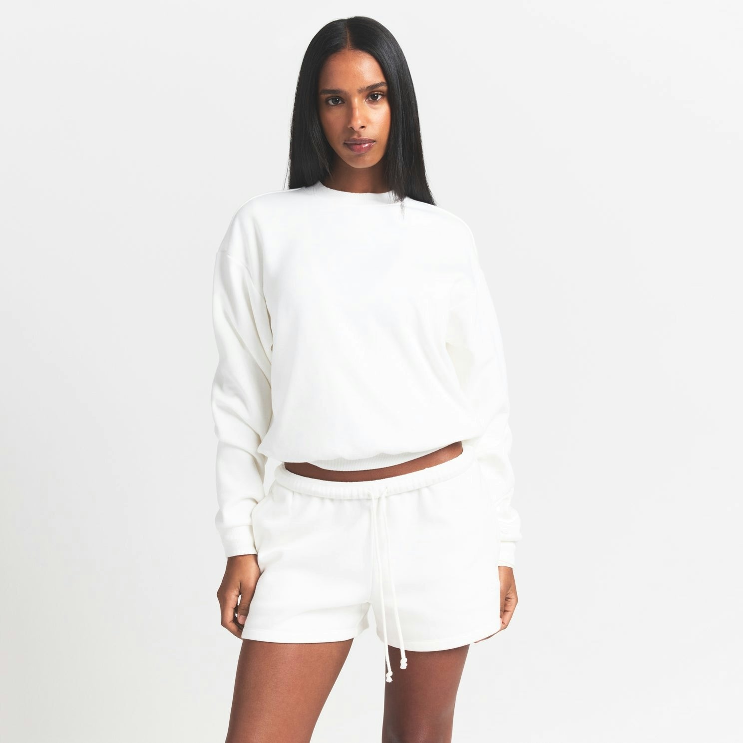 Skims Cotton Fleece Classic Crewneck Marble