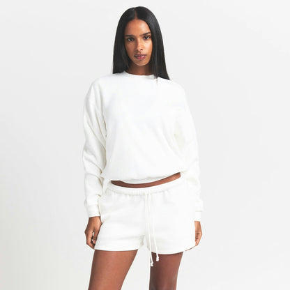 Skims Cotton Fleece Classic Crewneck Marble