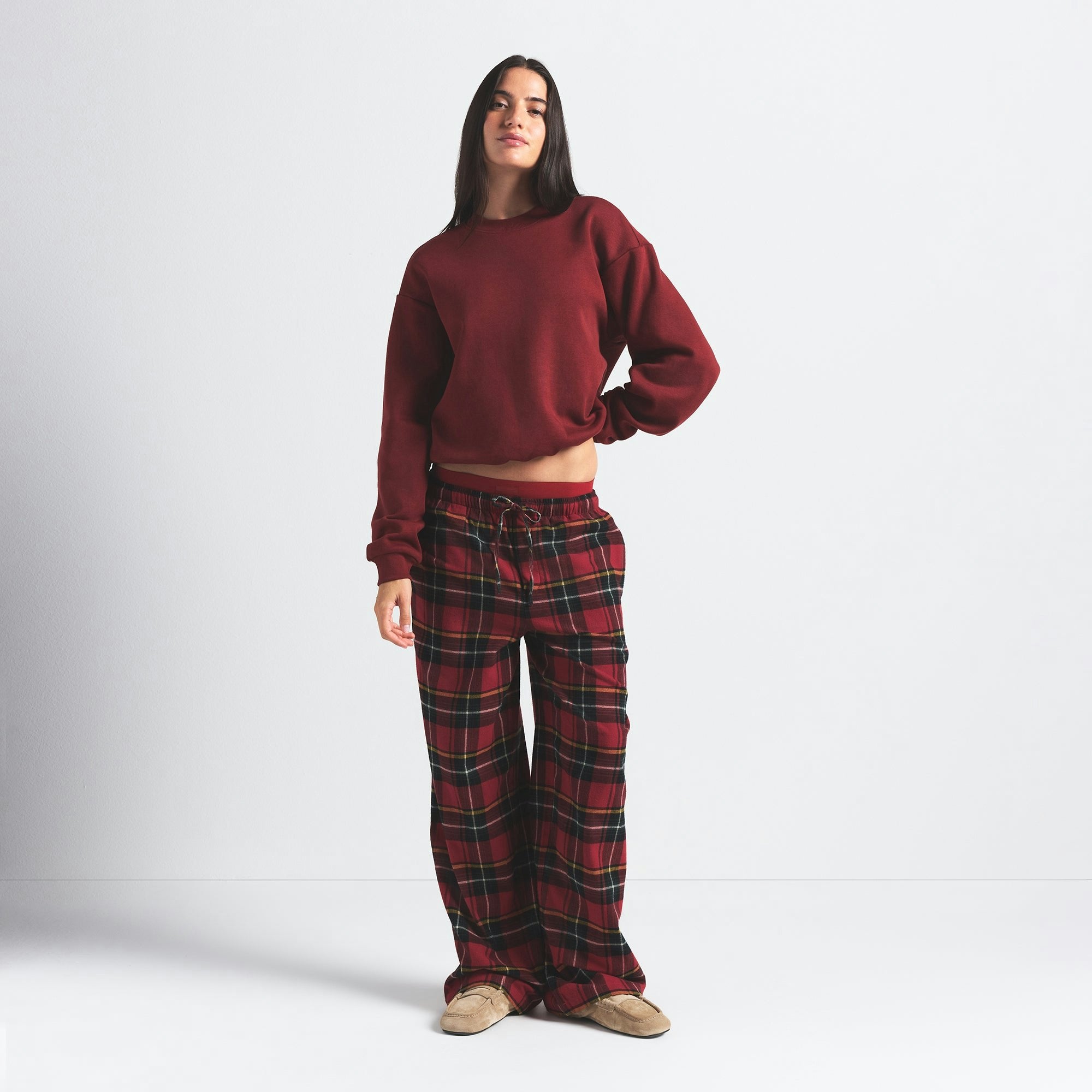 Skims Cotton Fleece Classic Crewneck Merlot