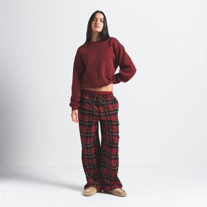 Skims Cotton Fleece Classic Crewneck Merlot