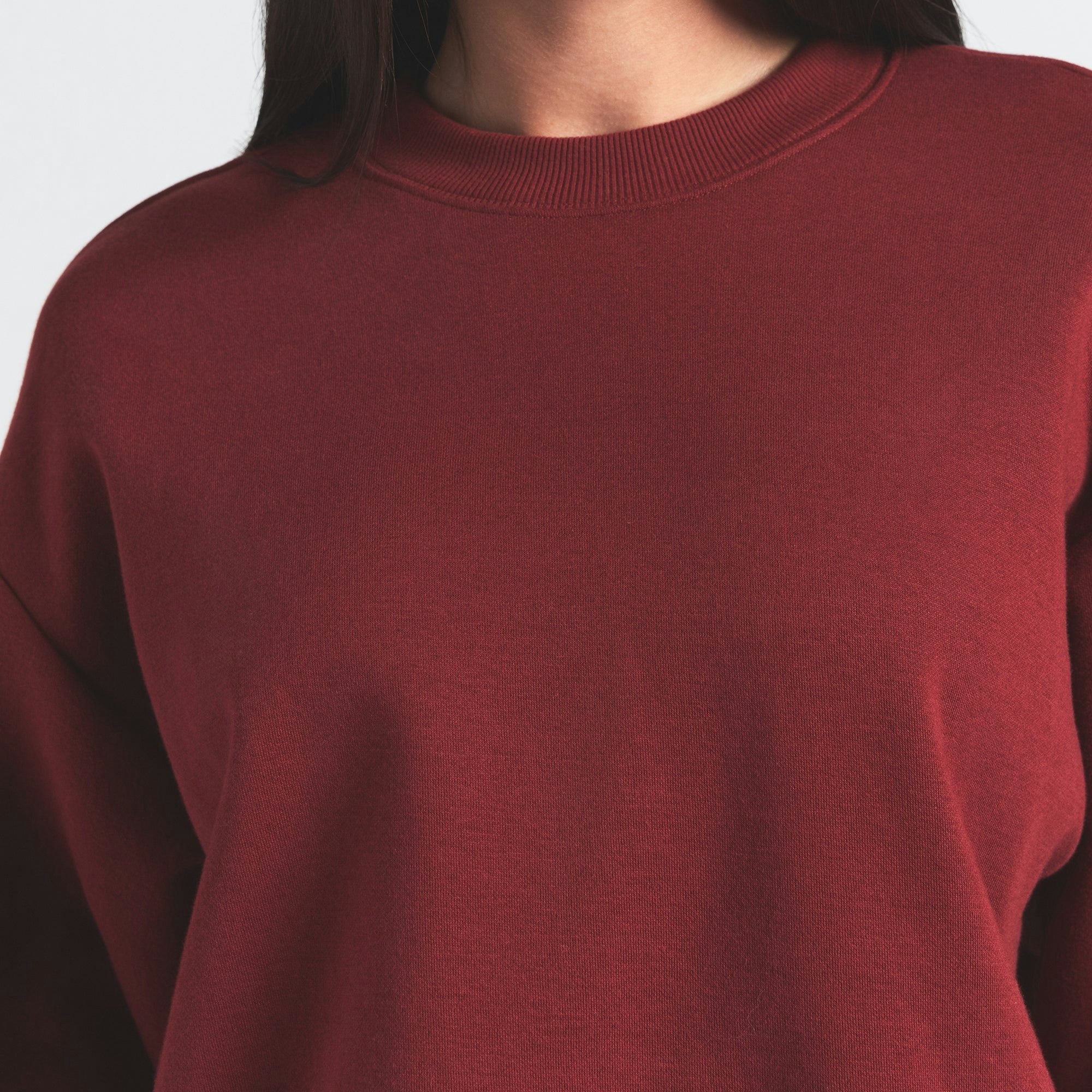 Skims Cotton Fleece Classic Crewneck Merlot