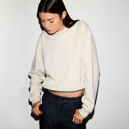 Skims Cotton Fleece Classic Crewneck Oatmeal Heather