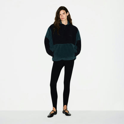 Skims Teddy Oversized Half Zip Up Pullover Dark Teal