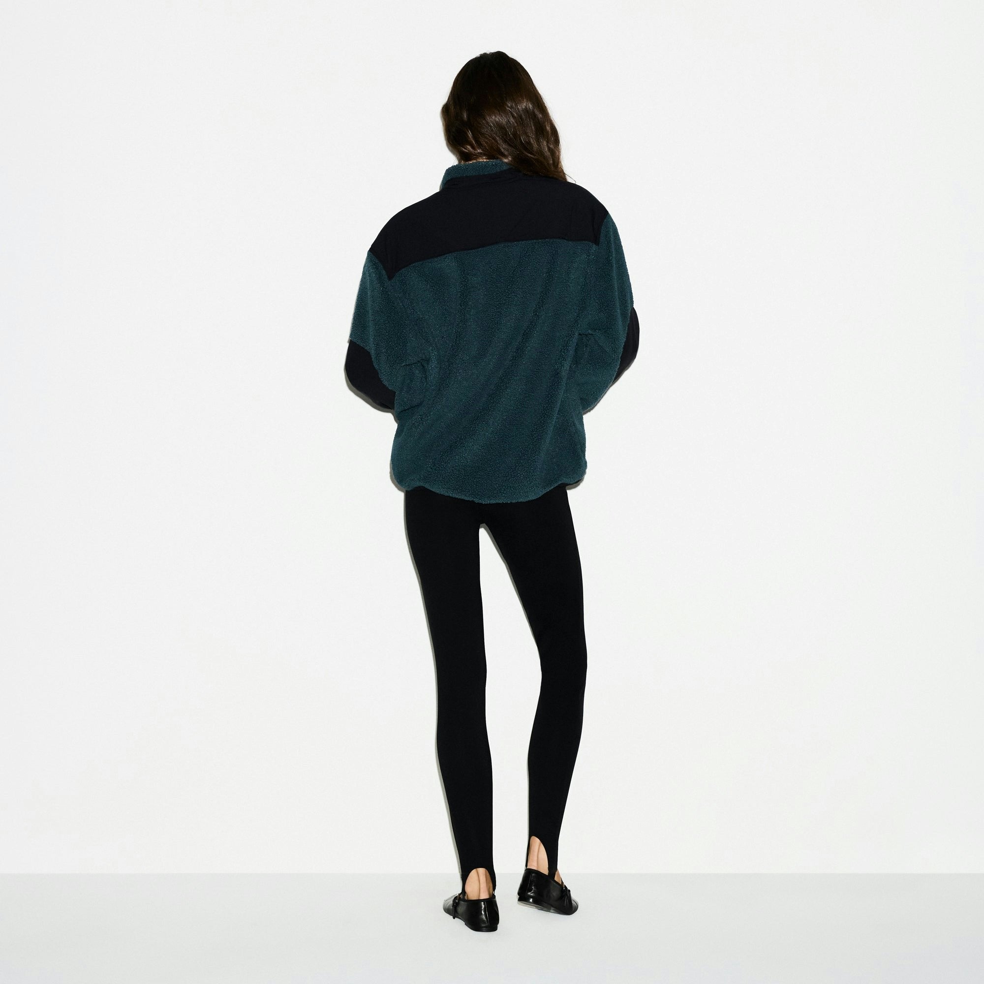 Skims Teddy Oversized Half Zip Up Pullover Dark Teal