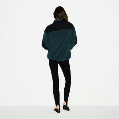 Skims Teddy Oversized Half Zip Up Pullover Dark Teal