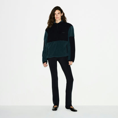 Skims Teddy Oversized Half Zip Up Pullover Dark Teal