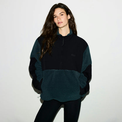 Skims Teddy Oversized Half Zip Up Pullover Dark Teal