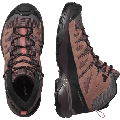 Salomon X Ultra 360 Leather Mid Gore-Tex Hiking & Backpacking Shoes Womens Peppercorn
