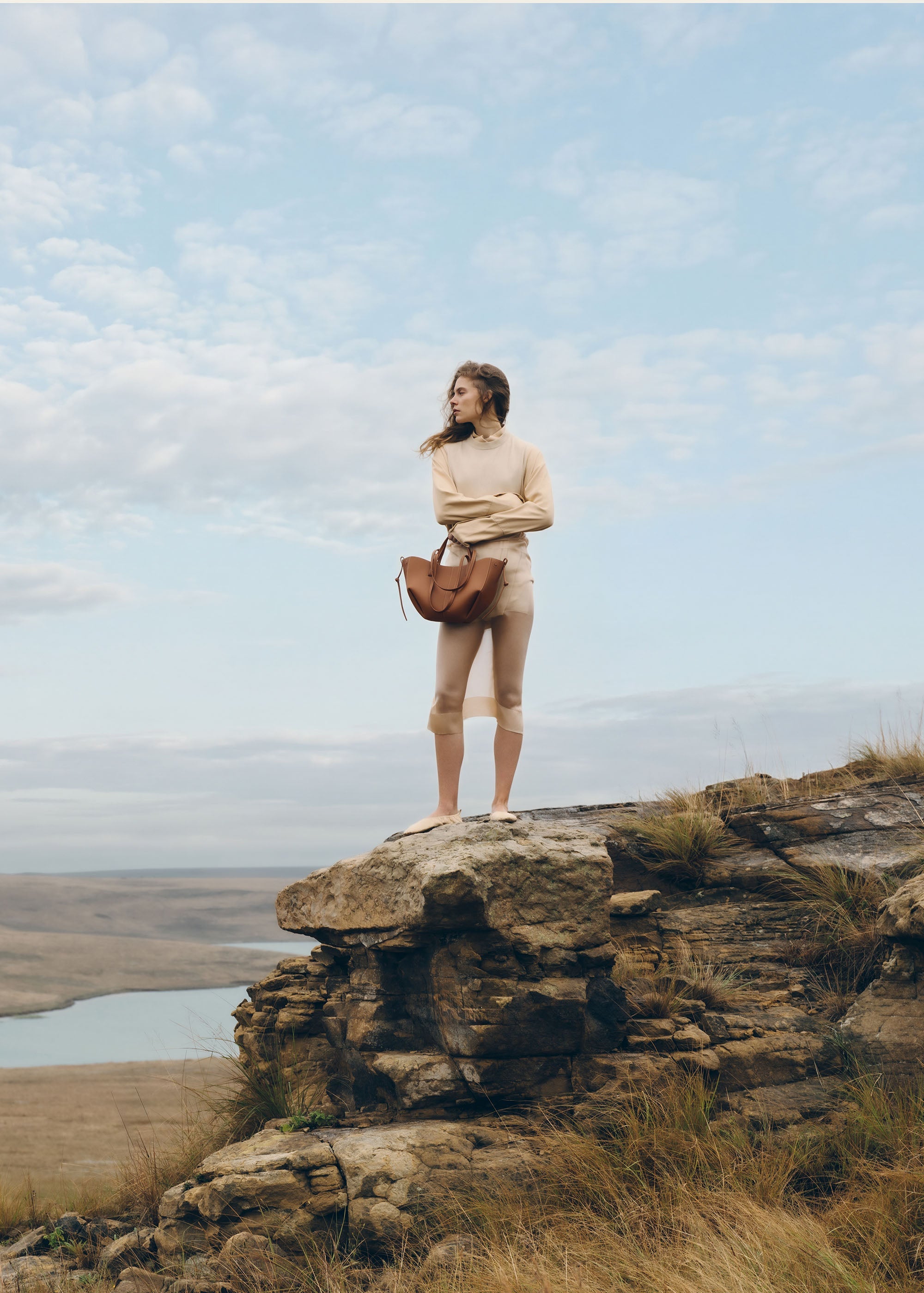 Polene Cyme Mini Textured Camel