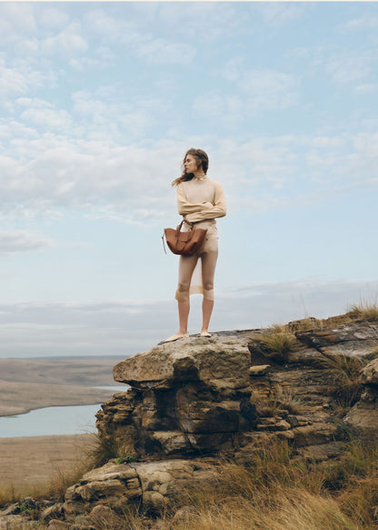 Polene Cyme Mini Textured Camel