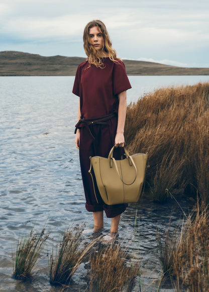 Polene Cyme Tote Textured Smoky Olive