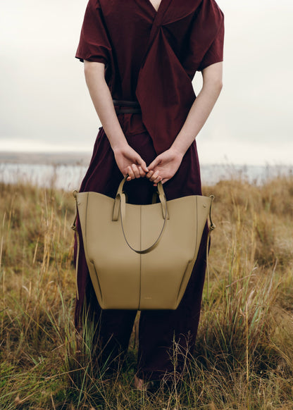 Polene Cyme Tote Textured Smoky Olive