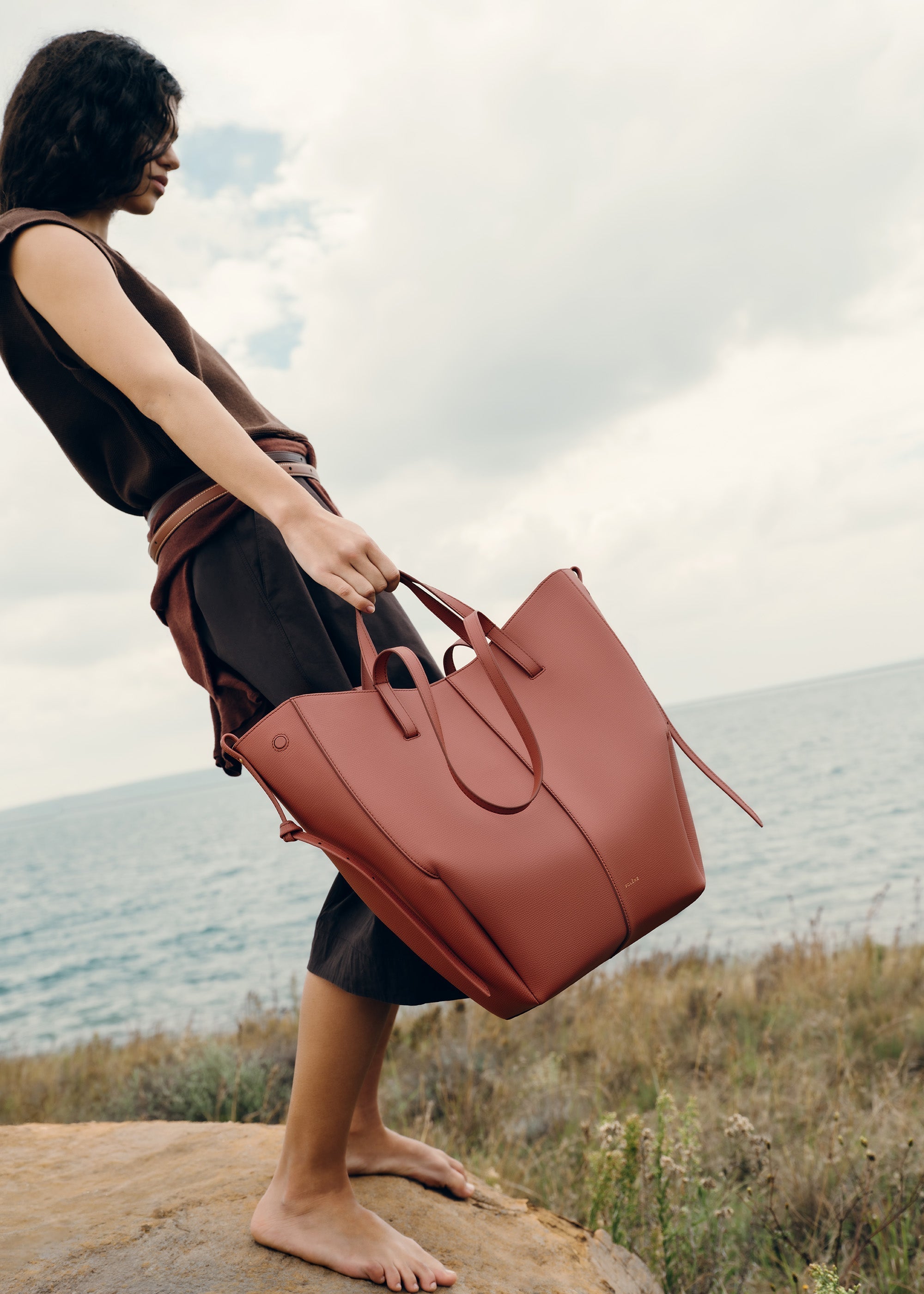 Polene Cyme Tote Textured Terracotta