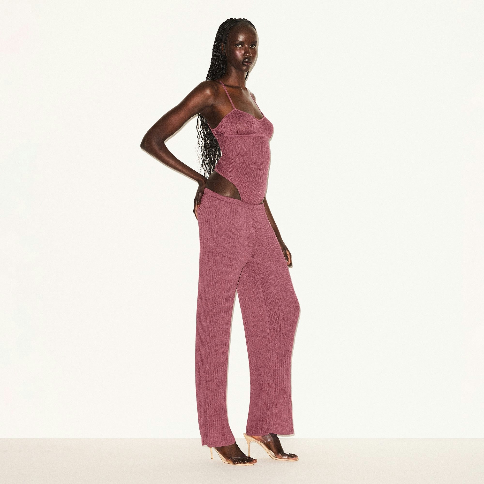 Skims Sheer Knit Straight Leg Pant Beet