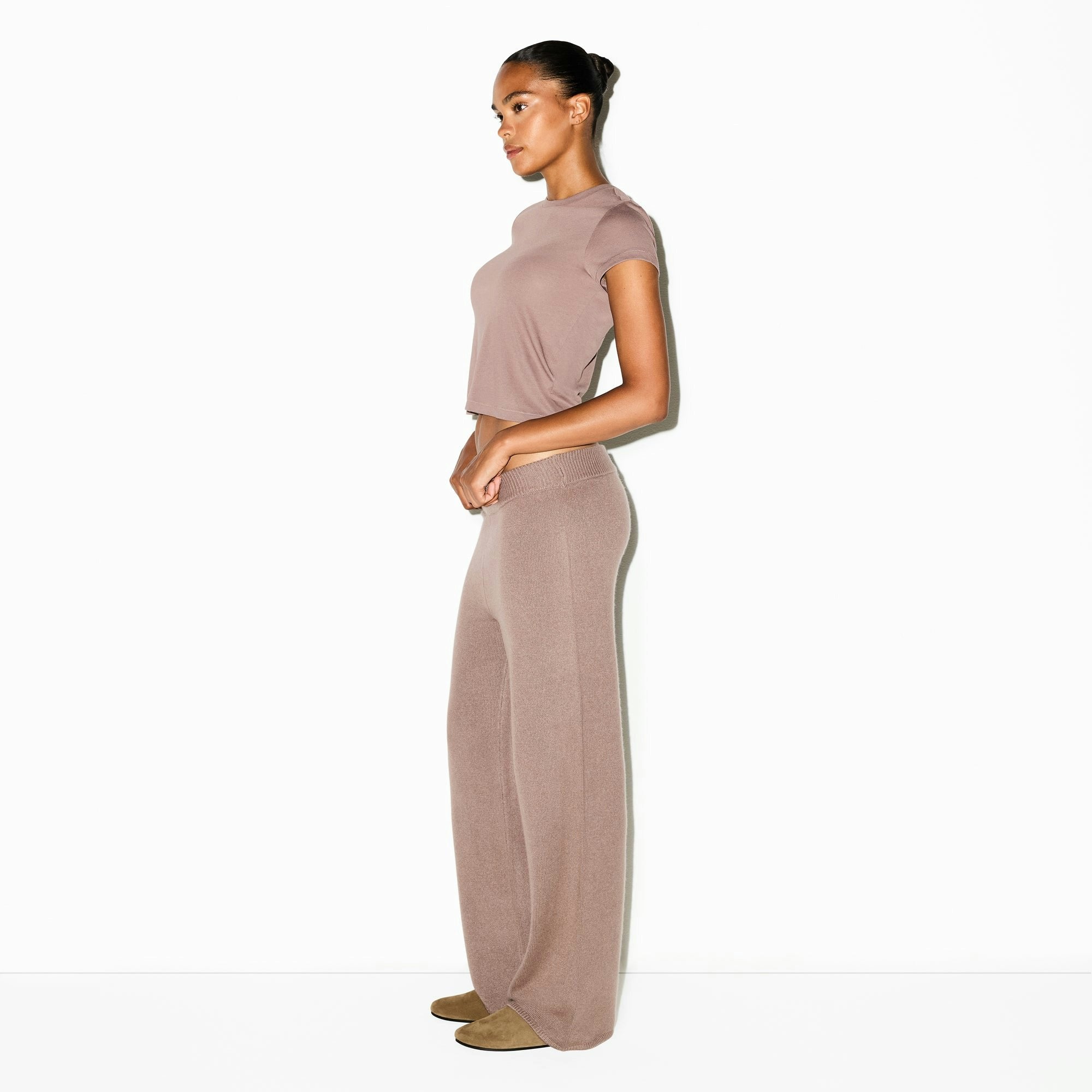 Skims Cashmere Wide Leg Pant Umber
