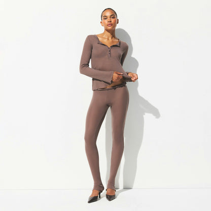Skims Sheer Rib  Legging Pewter