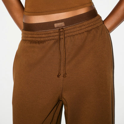 Skims Cotton Fleece Oversized Double Waistband Pant Bison