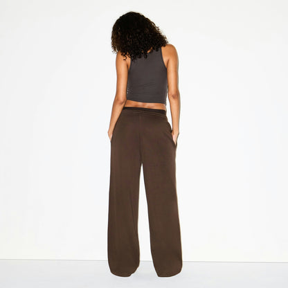 Skims Cotton Fleece Oversized Double Waistband Pant Dark Sepia
